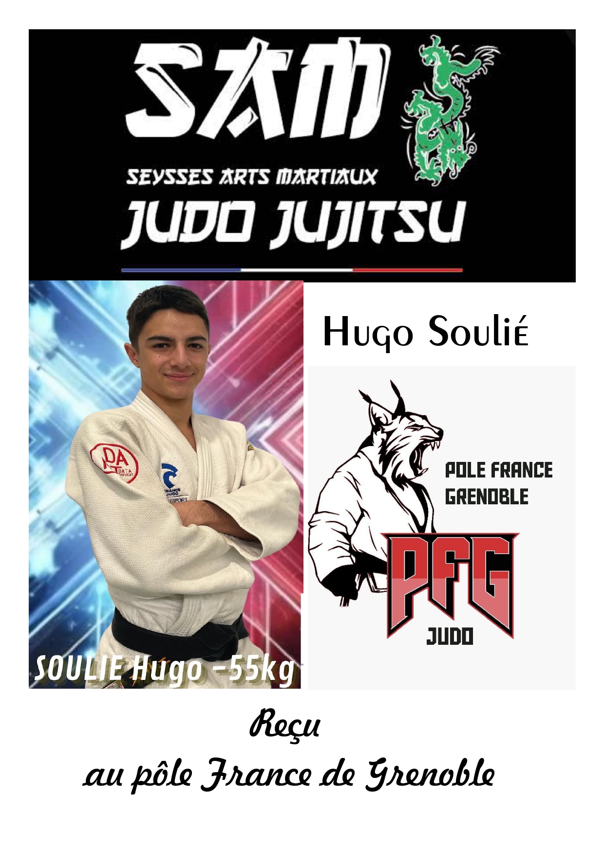 Hugo Soulié reçu au pôle France de Grenoble